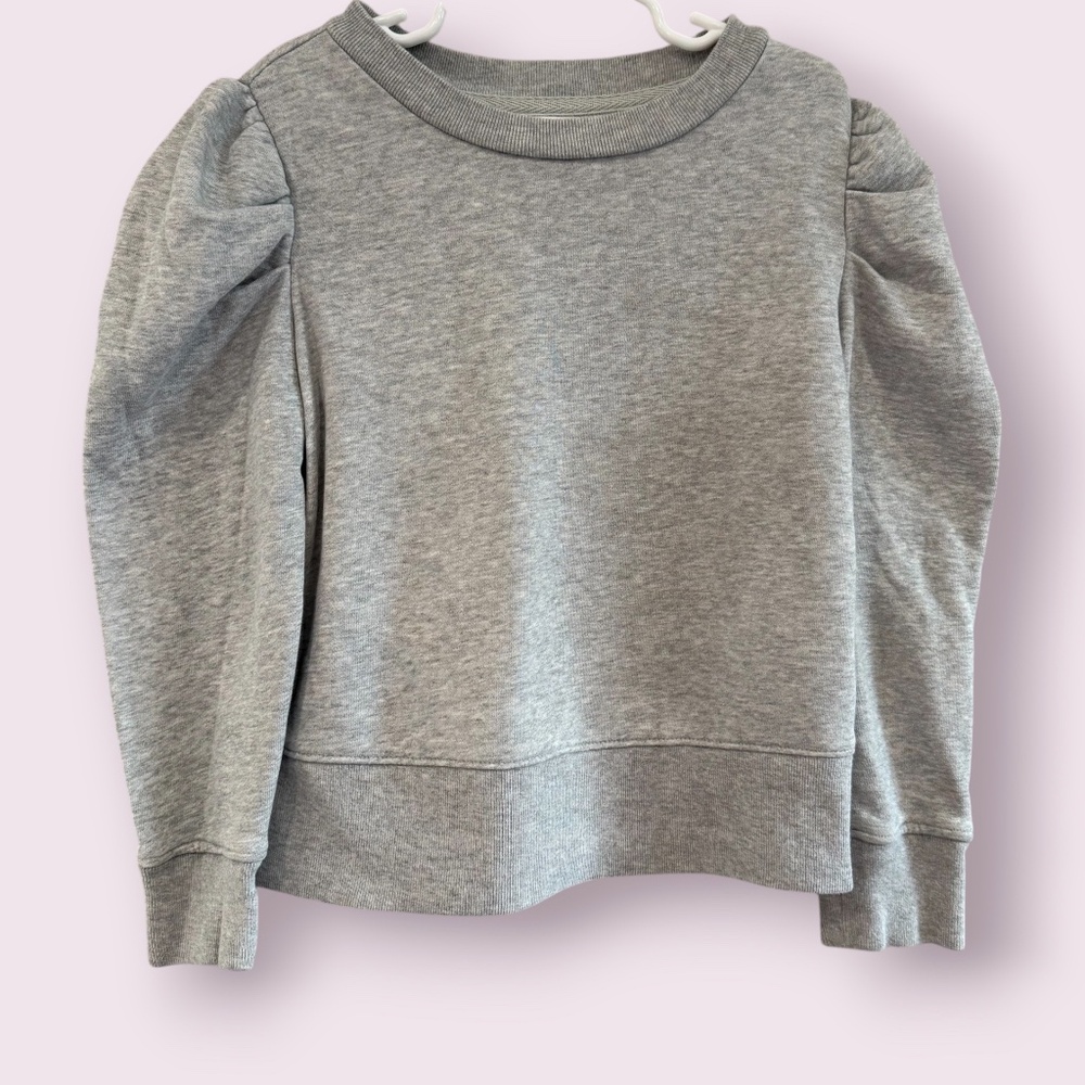 GAP Girl's Gray Puff Sleeve Crewneck Sweatshirt | Small (6-7)